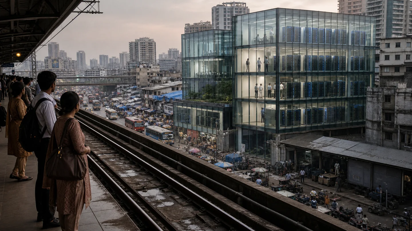 明亮封闭的科技园区与外围大面积普通城市形成清晰分界